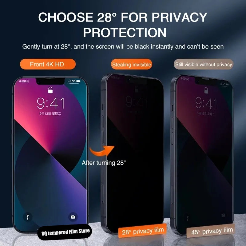 Privacy Screen Protector for iPhone 11-14 Pro Max Anti-Spy Tempered Glass